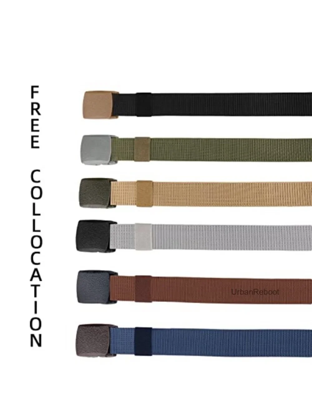 6 Pack Tactical Nylon Belt Plastic Buckle Metal Free Canvas Webbing Outdoor